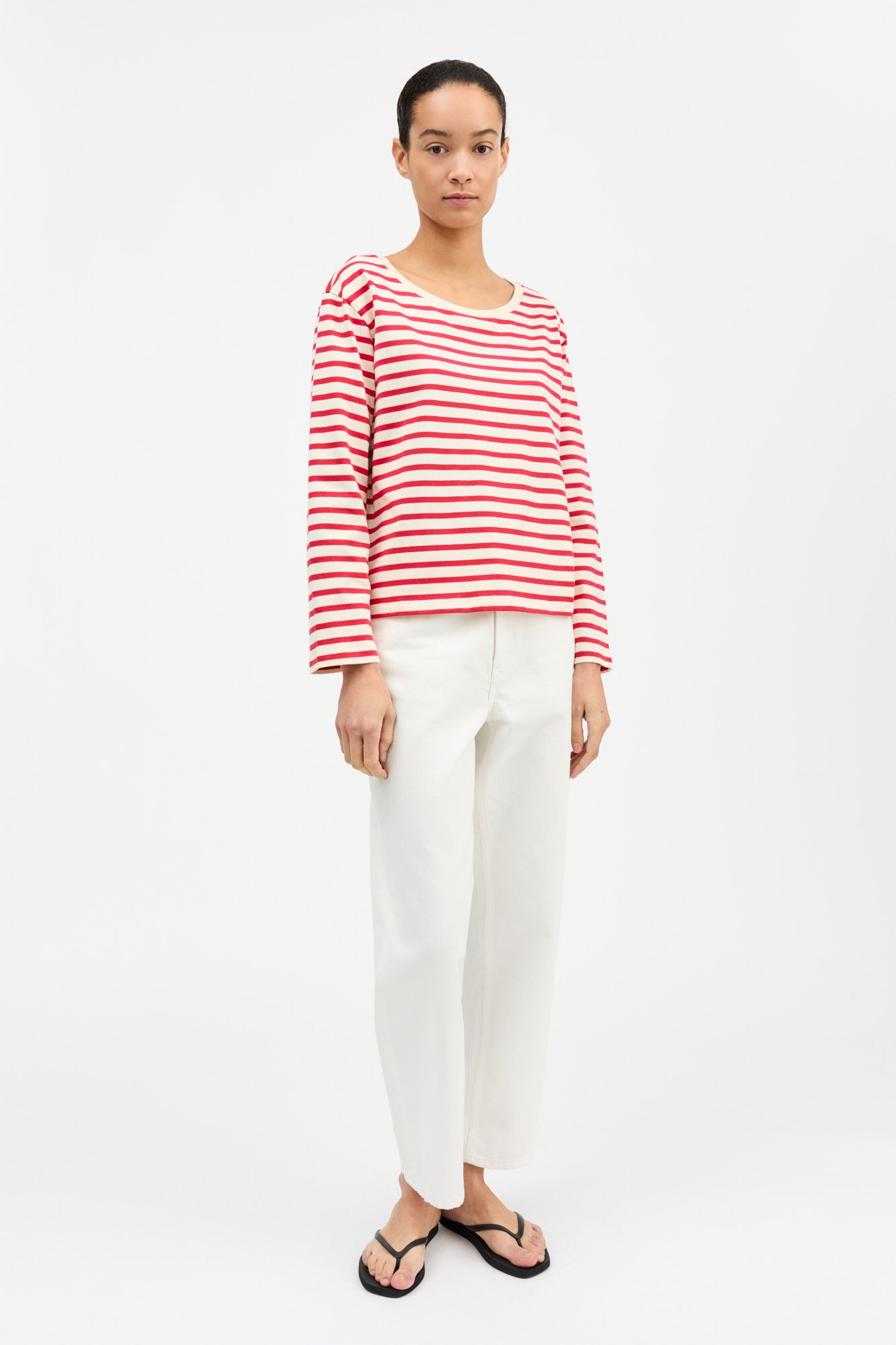 Skall Studio Marron oversized blouse Blouse Off white/Red stripe